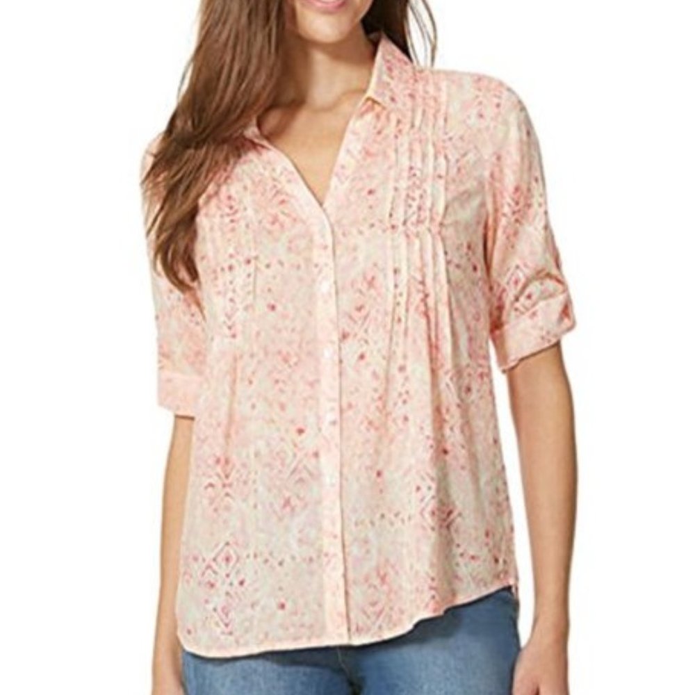NWT Gloria Vanderbilt Giselle Chambray top sz small
